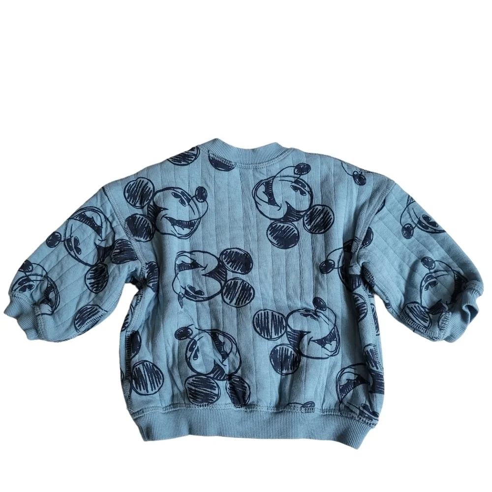 H&M Disney 6-9 M Blue Plush Quilted Mickey Mouse 2-Piece Set Sweatshirt‎ Pants